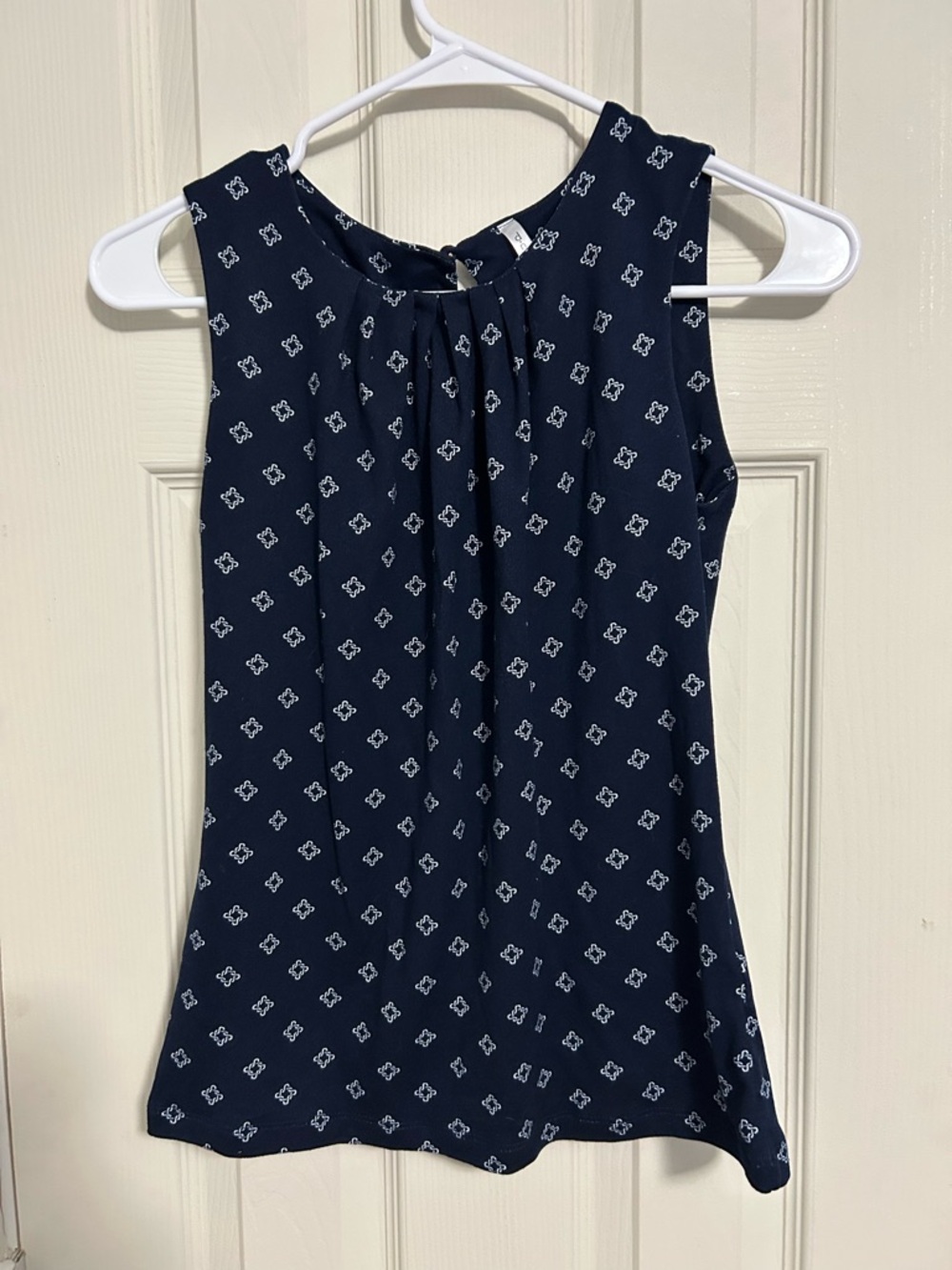 DNA couture Navy and White Sleeveless Printed Top